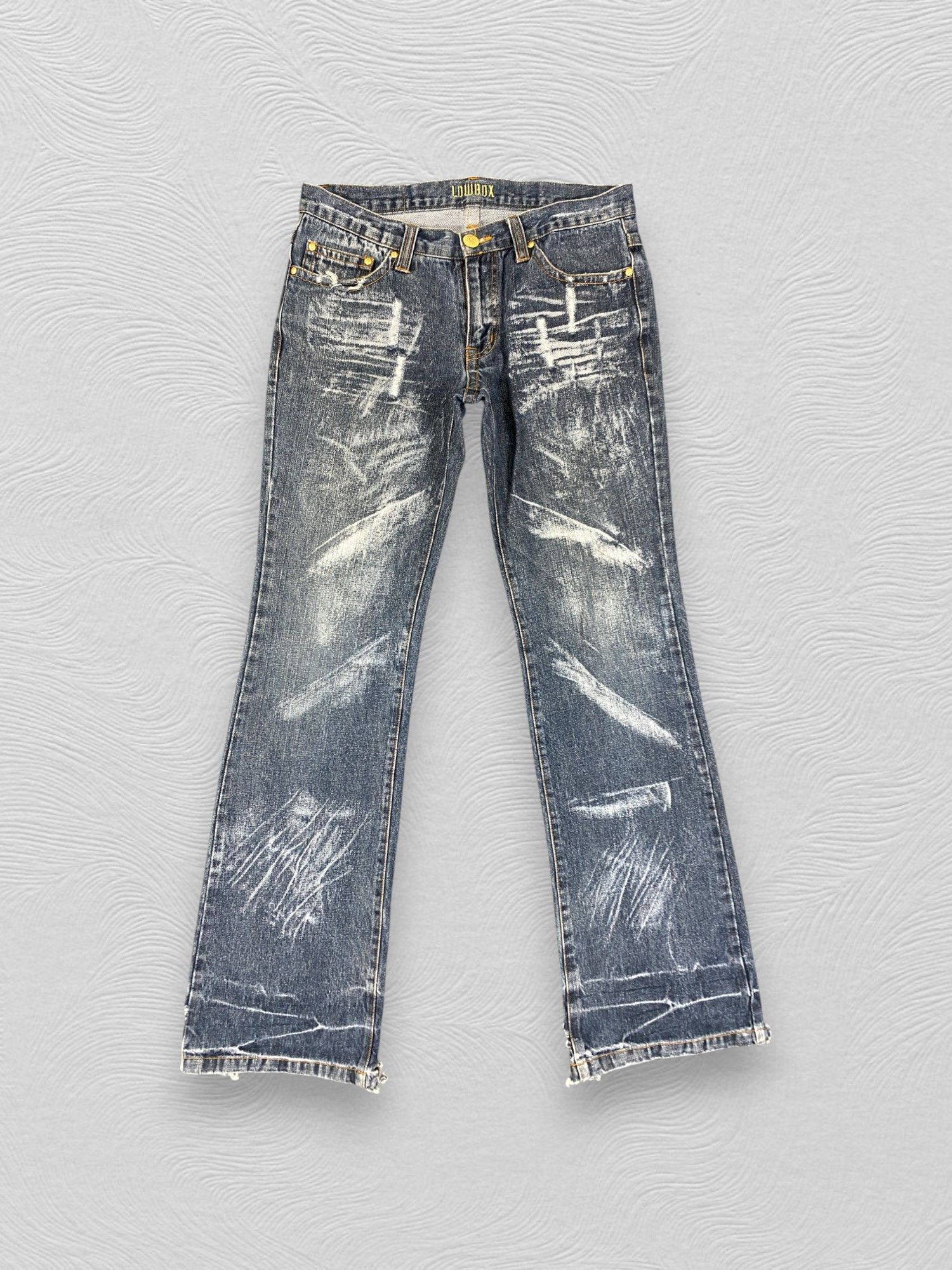 If Six Was Nine Distressed Blue LowBox Flare Jeans Denim 32x33 - JN3265 Size US 32 / EU 48 - 1 Thumbnail