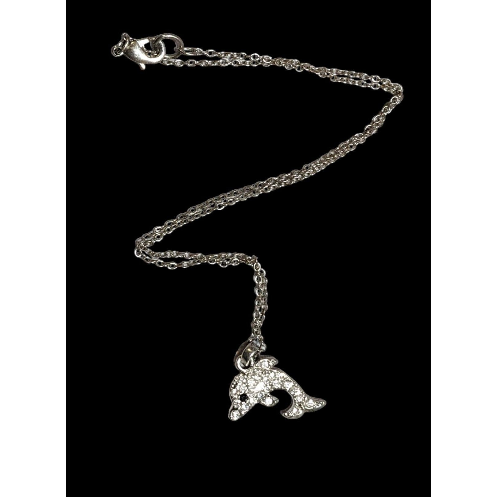 Other Reversible Silver Rhinestone Dolphin Necklace Size ONE SIZE - 1 Thumbnail
