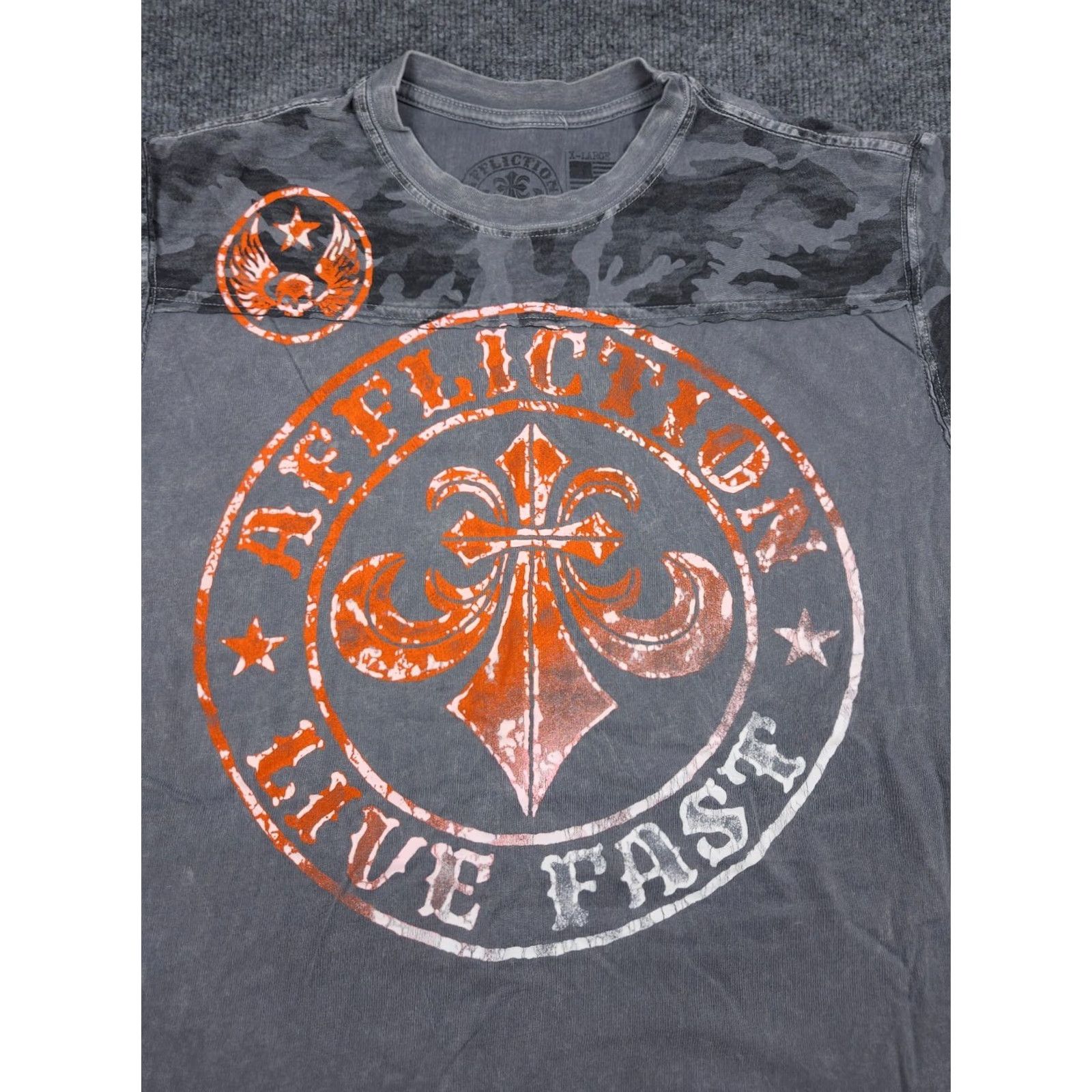 Affliction Affliction T-Shirt Men's XL Gray Graphic AOP Double-Sided Live Fast Y2K Shirt Size US XL / EU 56 / 4 - 3 Thumbnail