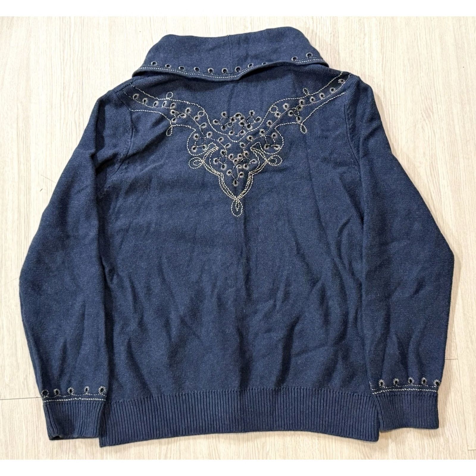 Pendleton Pendleton Women’s Embroidered Shawl Cardigan Sweater L Blue Western Cowboy Size L / US 10 / IT 46 - 2 Thumbnail