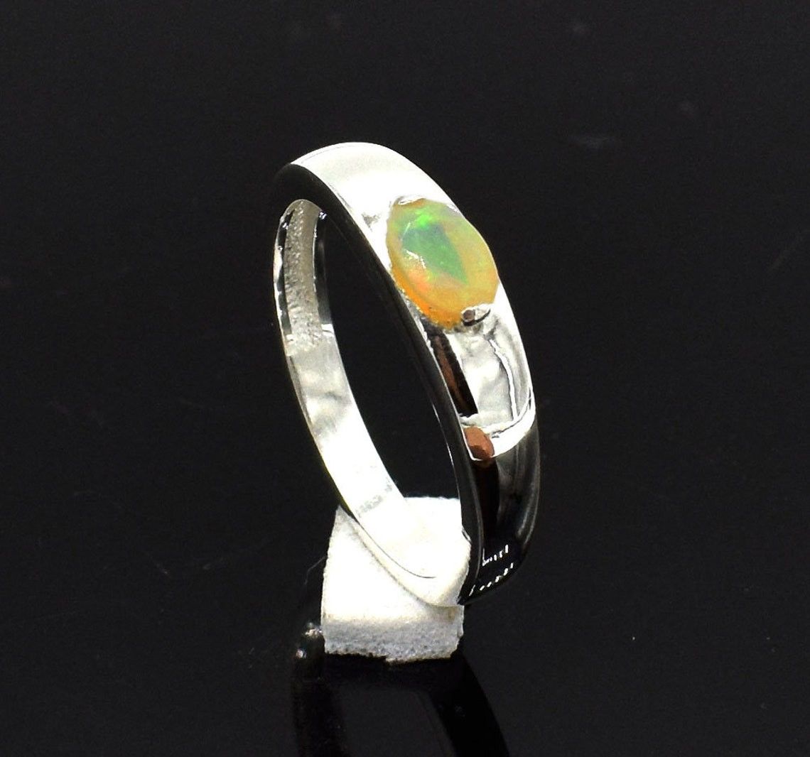 Handmade Ethiopian Opal Ring Handmade 925 Sterling Silver Bridal Ring Size ONE SIZE - 1 Thumbnail