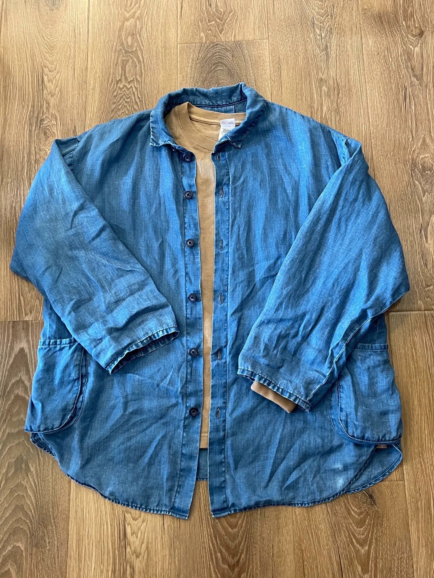 Porter Porter Classic Washed Indigo Linen Shirt Size 2 Size US M / EU 48-50 / 2 - 2 Thumbnail