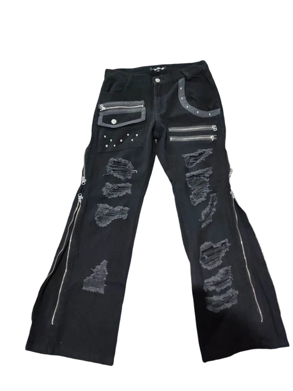 Japanese Brand Sex Pot Revenge Distressed Punk Zipper Pants Size US 29 - 1 Thumbnail
