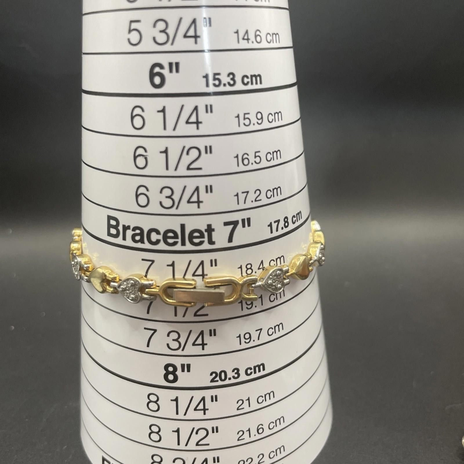Unknown London Unmarked Gold & Silver Tone Heart Bracelet 6mm 7 1/4 Inches Size ONE SIZE - 3 Thumbnail