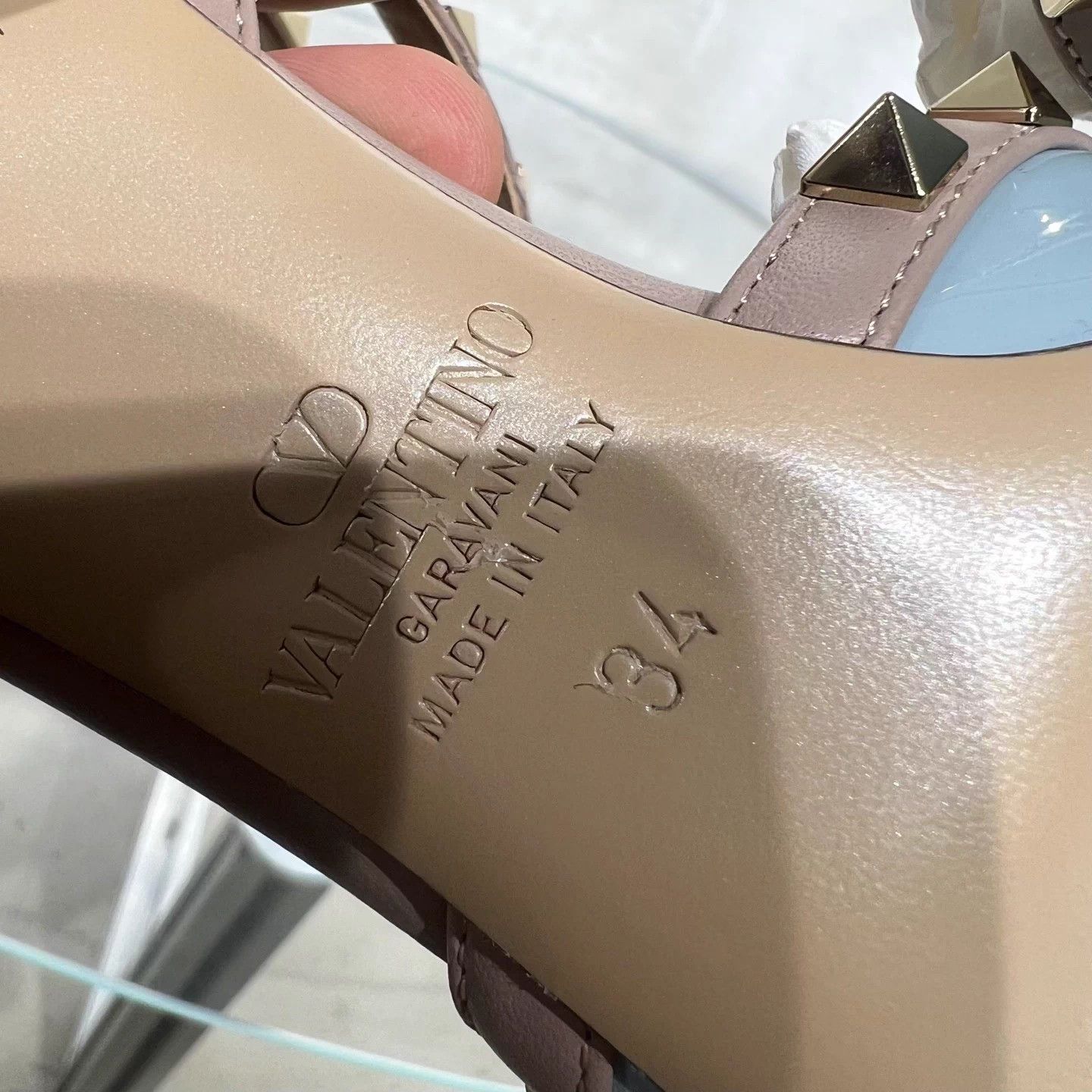 Valentino Valentino Light Blue Pointed Toe Rivet Triple Ring Heels 34 Size US 4 / IT 34 - 8 Thumbnail