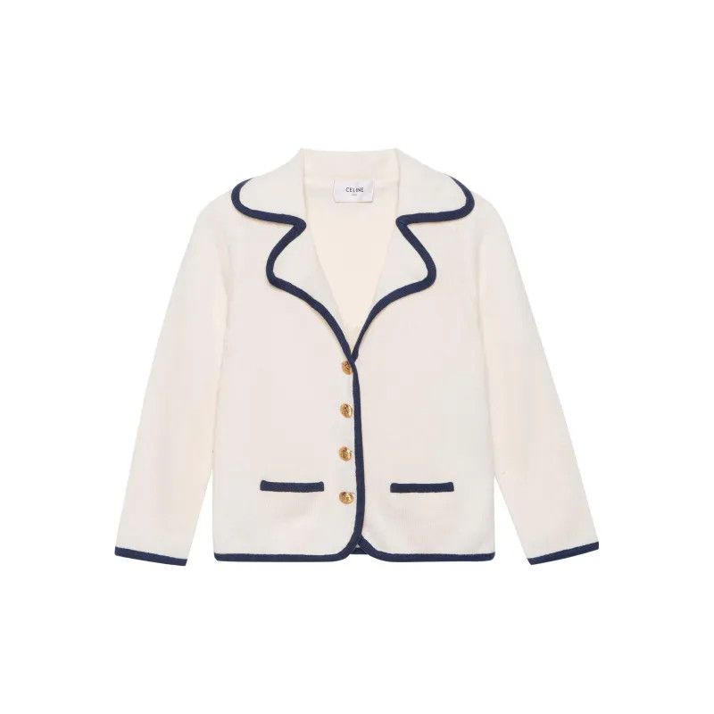 Celine o1bcso1str0824 Cardigan Jacket in Cashmere in Off White Size M / US 6-8 / IT 42-44 - 1 Thumbnail