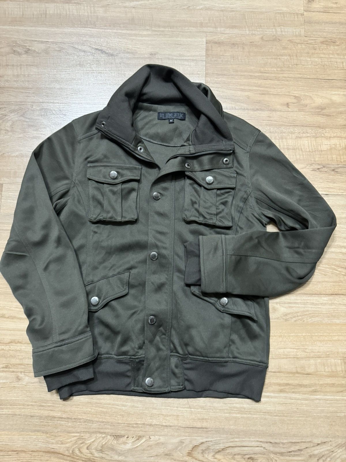 image of In The Attic Punk Tactical Style Jacket in Green, Men's (Size Medium)