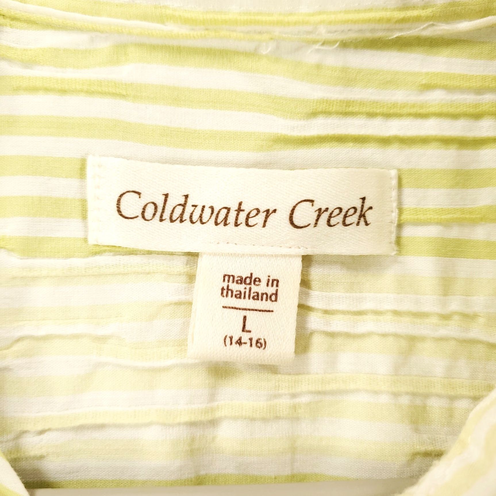 Coldwater Creek Coldwater Creek Women's Long Sleeve Button Up Shirt Casual Office Wear Large White Yellow Stripe Size L / US 10 / IT 46 - 5 Thumbnail