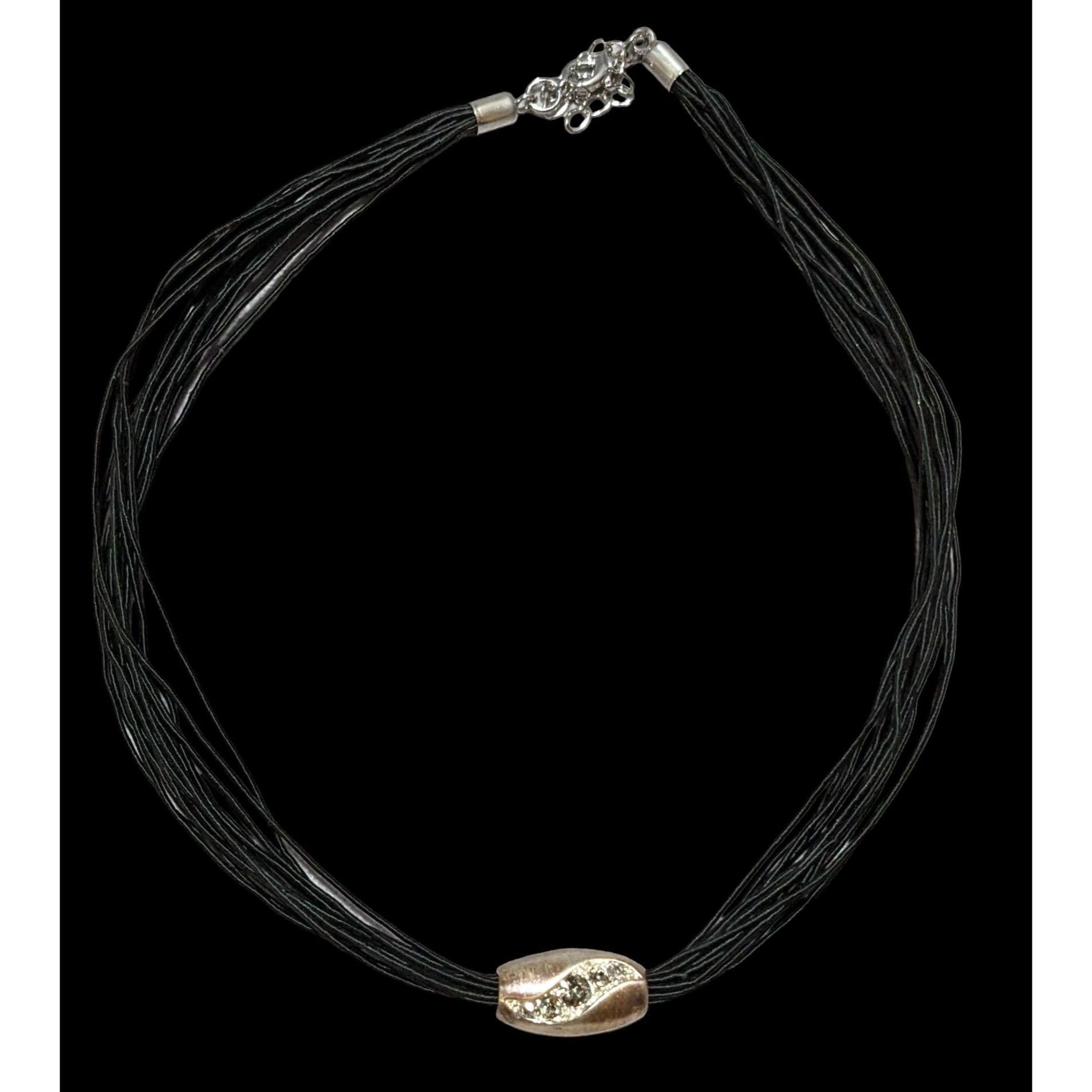 Other Modern Gem Inlaid Silver Barrel Pendant Necklace Size ONE SIZE - 1 Thumbnail