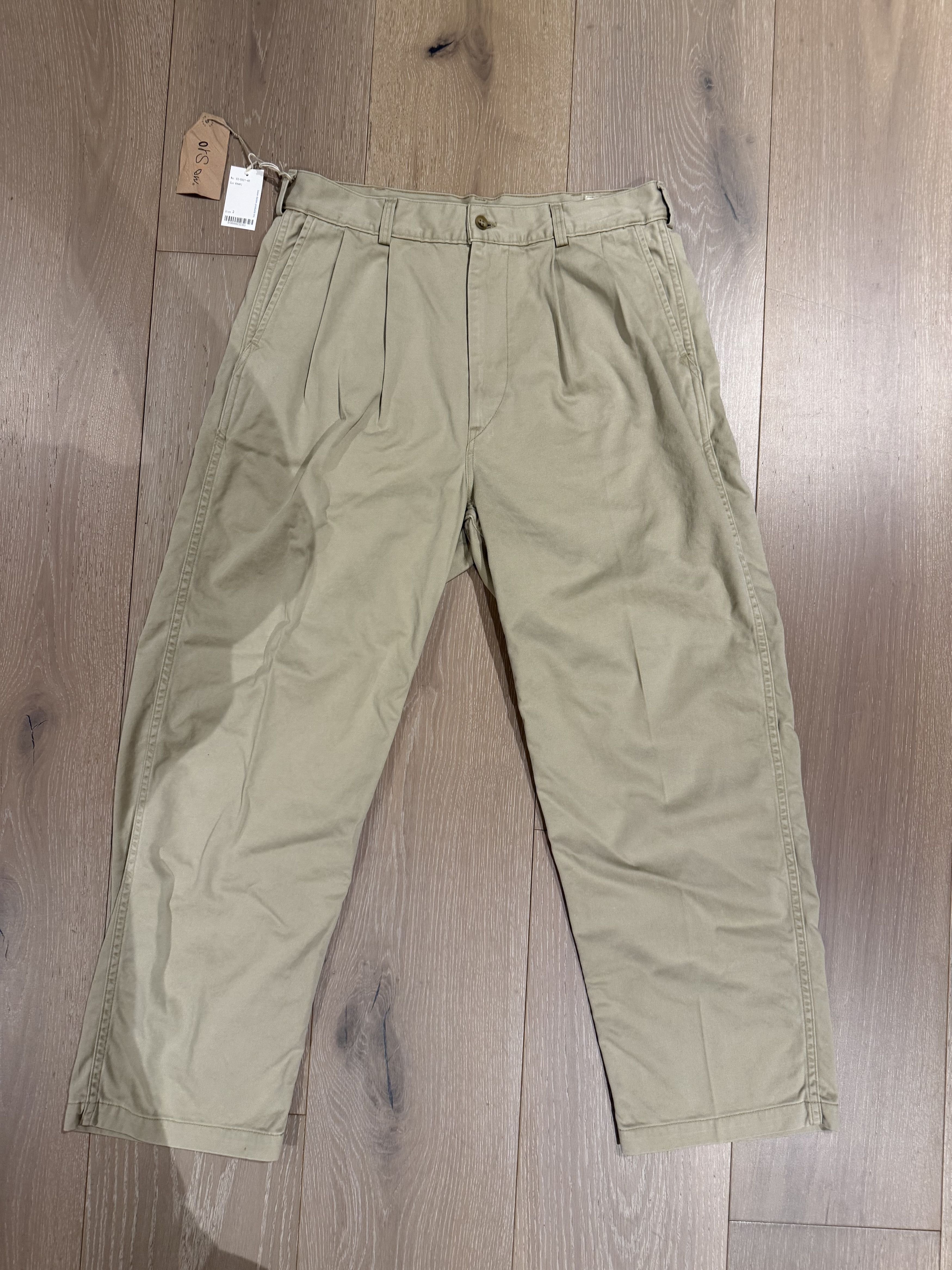 Orslow 💚 Orslow Two Tuck Wide Trousers Khaki Size 3 NEW Size US 33 - 4 Thumbnail