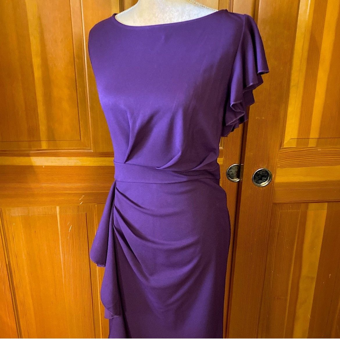 Designer × Other Nwt, Women’s Lavishly Paris Purple Side Ruffle Midi Dress Size S / US 4 / IT 40 - 5 Thumbnail