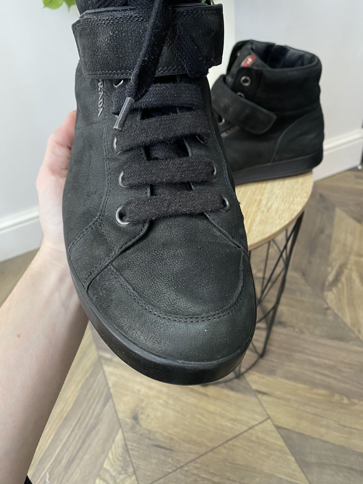 Prada LUXURY PRADA RED TAB HIGH-TOP SNEAKERS SHOES Size US 8.5 / EU 41-42 - 6 Thumbnail