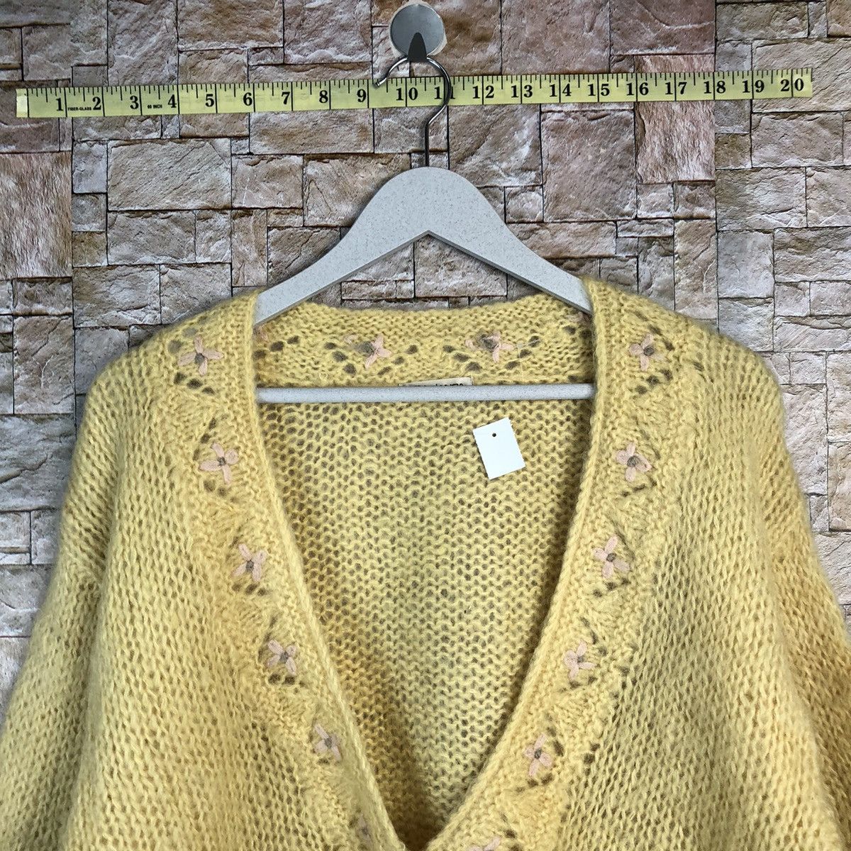 Homespun Knitwear Bianca Yellow Cardigan mohair fur vintage Knitwear #A861 Size M / US 6-8 / IT 42-44 - 4 Thumbnail