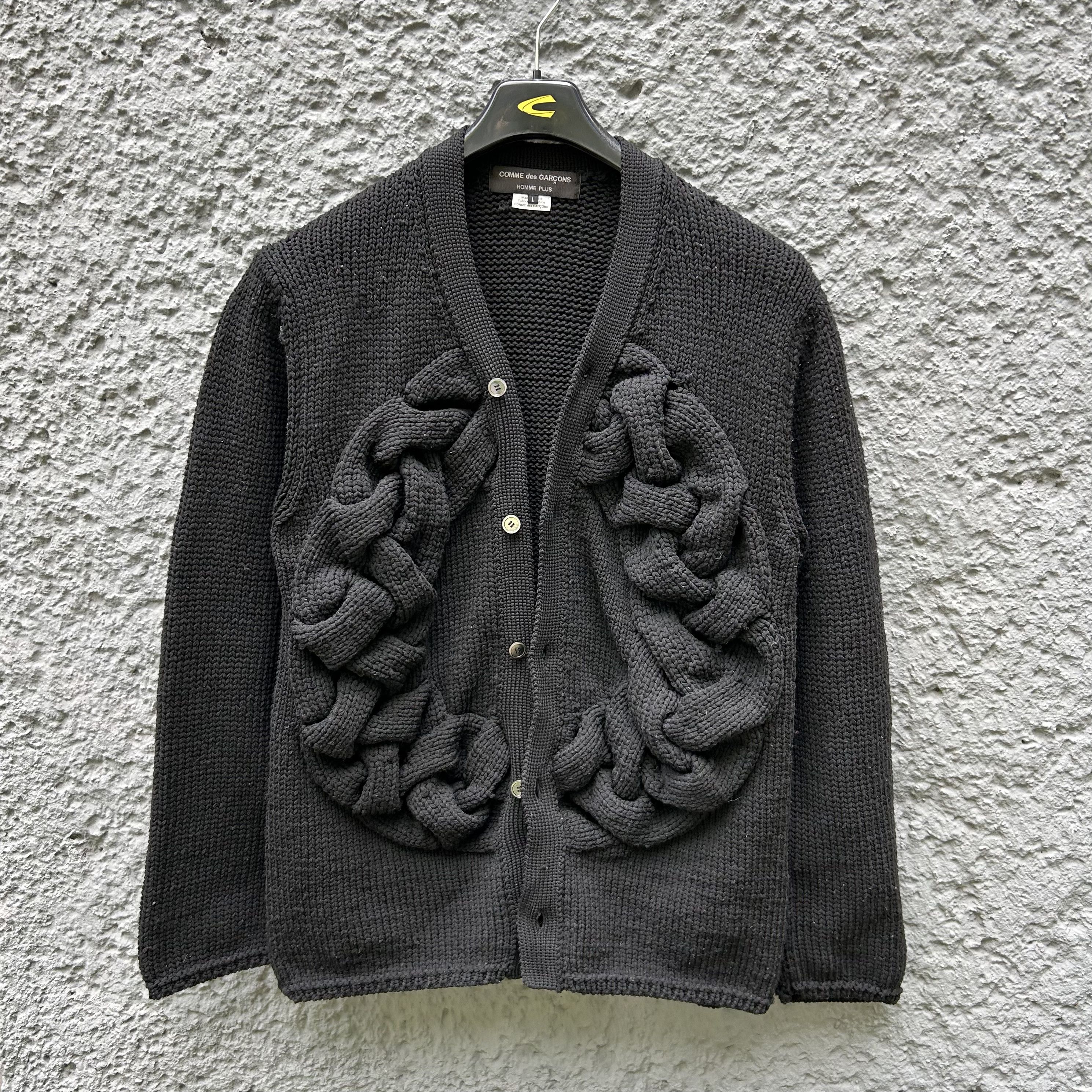 Comme des Garcons Homme Plus CDG Homme Plus Black Oversized Knit Cardigan Sweater F/W23 Size US L / EU 52-54 / 3 - 3 Thumbnail