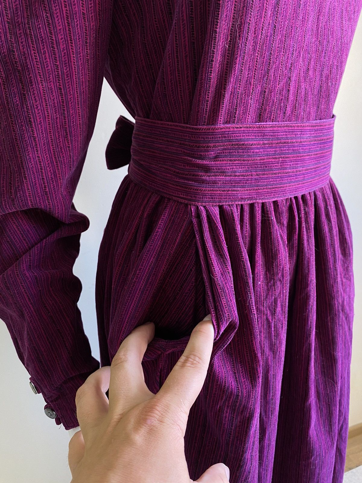 Laura Ashley Vintage 80s Laura Ashley Pink/Purple Belted Midi Dress Size M / US 6-8 / IT 42-44 - 8 Thumbnail