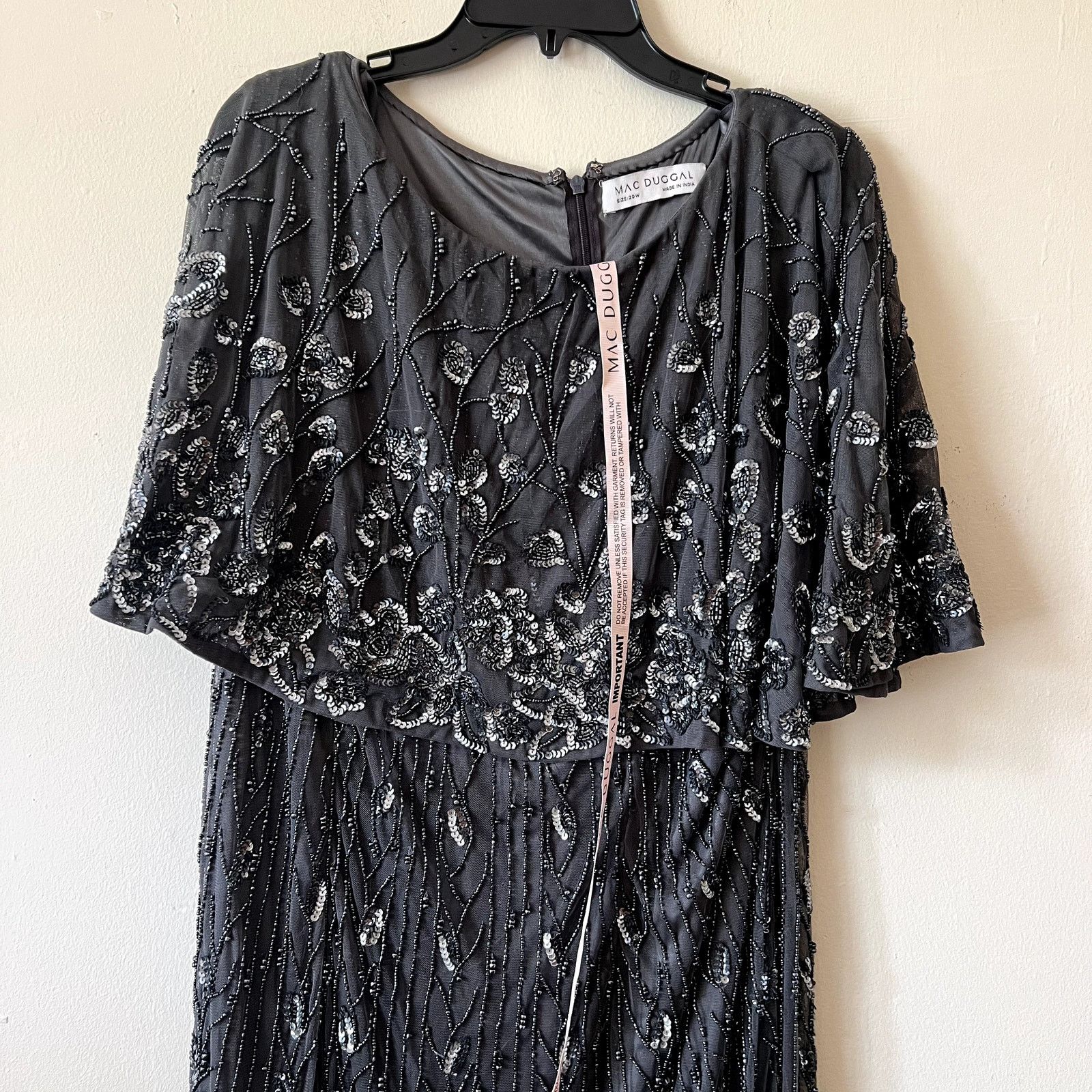 MACH & MACH Mac Duggal Pewter Beaded Popover Cape Cocktail Midi Dress Size 3XL / US 20-22 - 3 Thumbnail