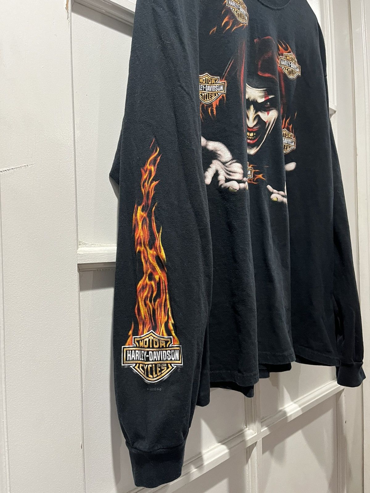Harley Davidson Juggling Joker Clown Longsleeve with Flames