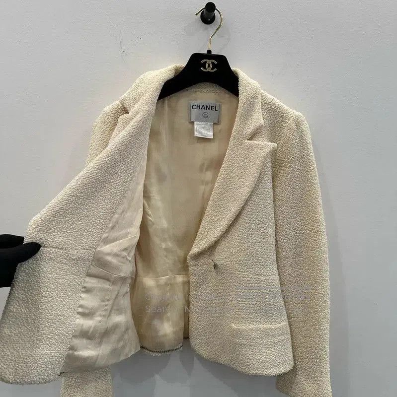 Chanel Chanel Cream Wool Women's Jacket . Size L / US 10 / IT 46 - 3 Thumbnail