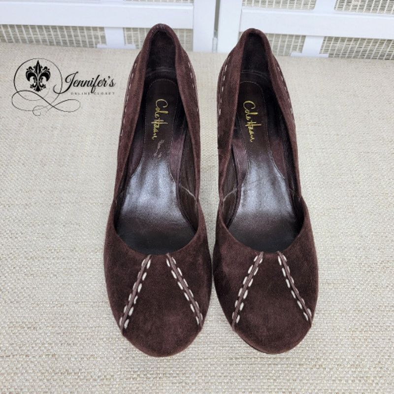 Cole Haan Cole Haan Women's Dark Brown Trina Suede Wedges Size US 6.5 / IT 36.5 - 3 Thumbnail