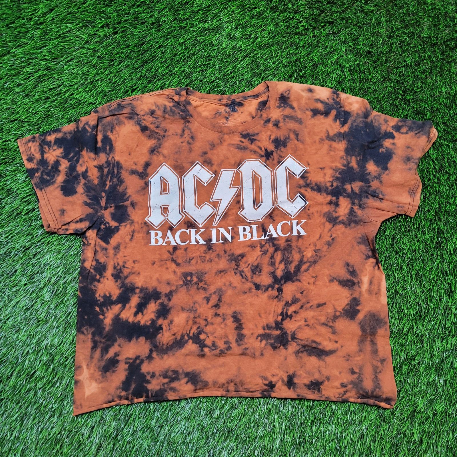 Other 1/1 Custom AC/DC Bleach Dye T-Shirt Womens M/L Cropped Boxy Size L / US 10 / IT 46 - 1 Thumbnail