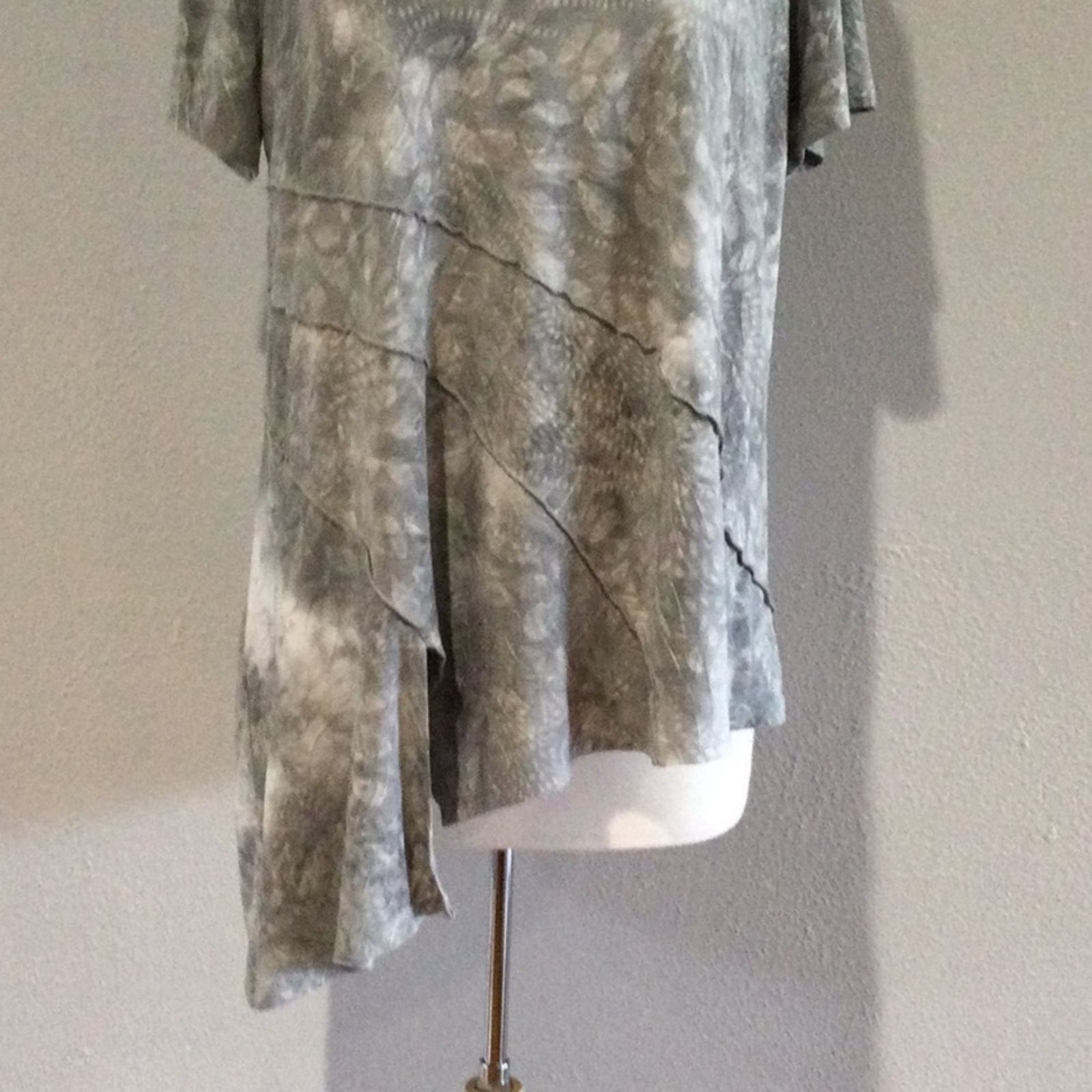 Vintage Sami & Jo Plus Gray & White Asymmetrical Women's Top Size 1X Size XL / US 12-14 / IT 48-50 - 3 Thumbnail