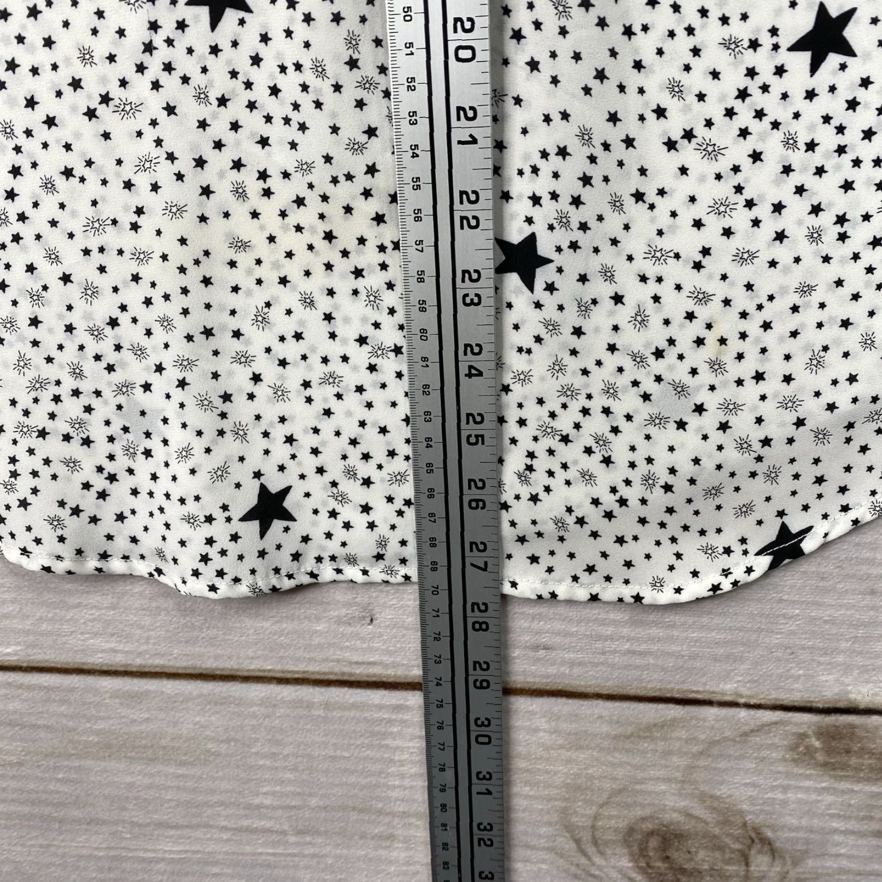 Torrid Torrid Top 1X Black White Collared Celestial Star Print Semi Sheer Short Sl Shirt Adult Plus Multicolor Moon Stars Tie-Dye Theme Womens Size XL / US 12-14 / IT 48-50 - 6 Thumbnail