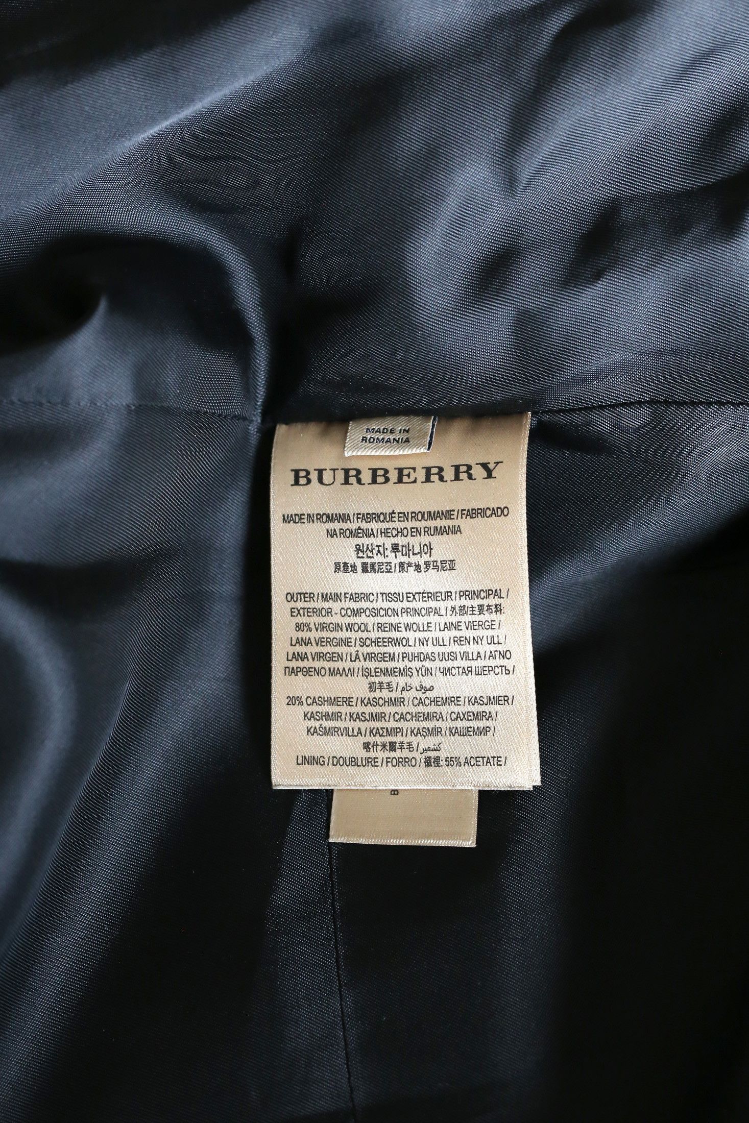 Burberry Men's Navy Wool-Cashmere Pea Coat LIKE NEW Size US S / EU 44-46 / 1 - 5 Thumbnail