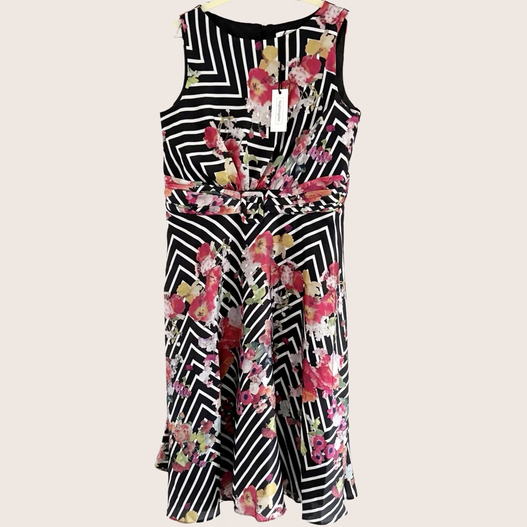 Vintage Nightingales Floral Dress Women’s Midi Sleeveless Party Cocktail UK 14 Black Multi BNWT Size XL / US 12-14 / IT 48-50 - 1 Thumbnail