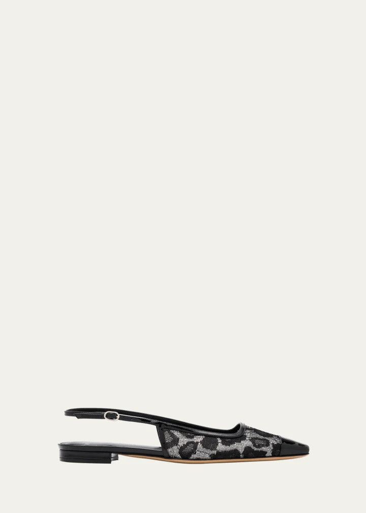 Alexandre Birman os11x1225 Olivia Lace Slingback Flats in Black Size US 7 / IT 37 - 1 Thumbnail