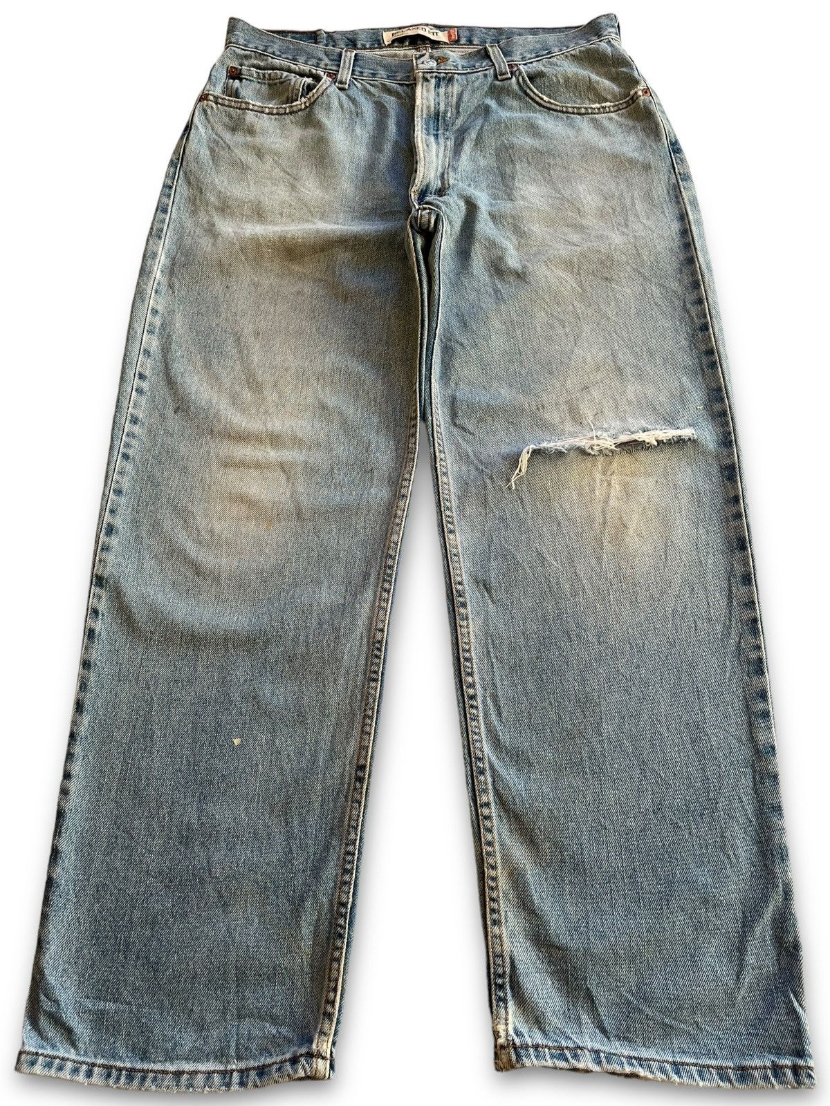 image of Distressed Denim x Levis Vintage 90's Levis 550 Ripped Distressed Baggy Jeans 35X30 in Blue, Men's