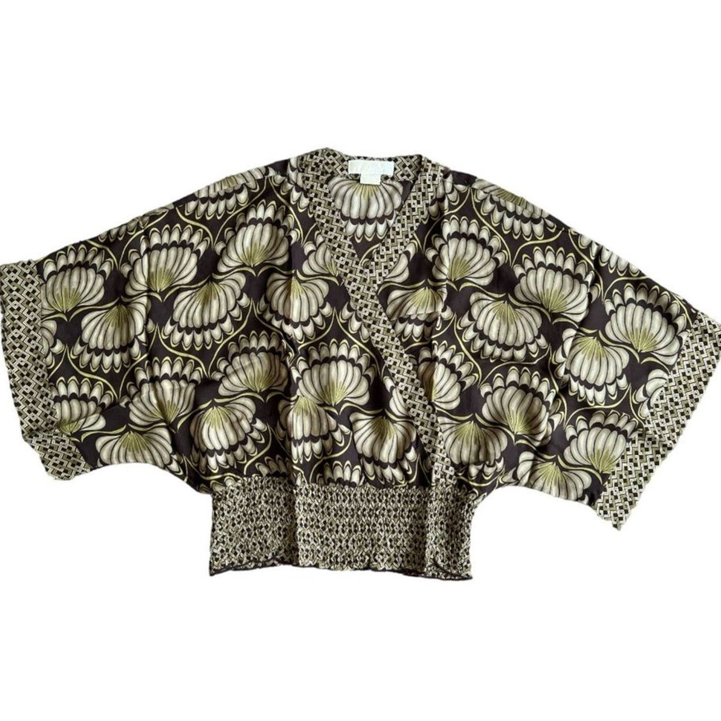 Michael Kors Michael Kors Green Printed Overlap Silk Top, XS Size XS / US 0-2 / IT 36-38 - 1 Thumbnail
