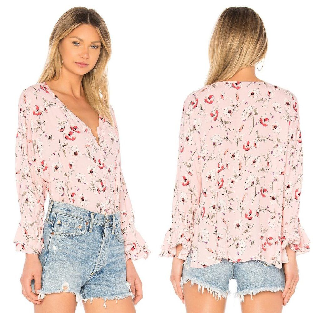 Sanctuary Sanctuary Posey Bell-Sleeve Floral Blouse Size L Size L / US 10 / IT 46 - 1 Thumbnail