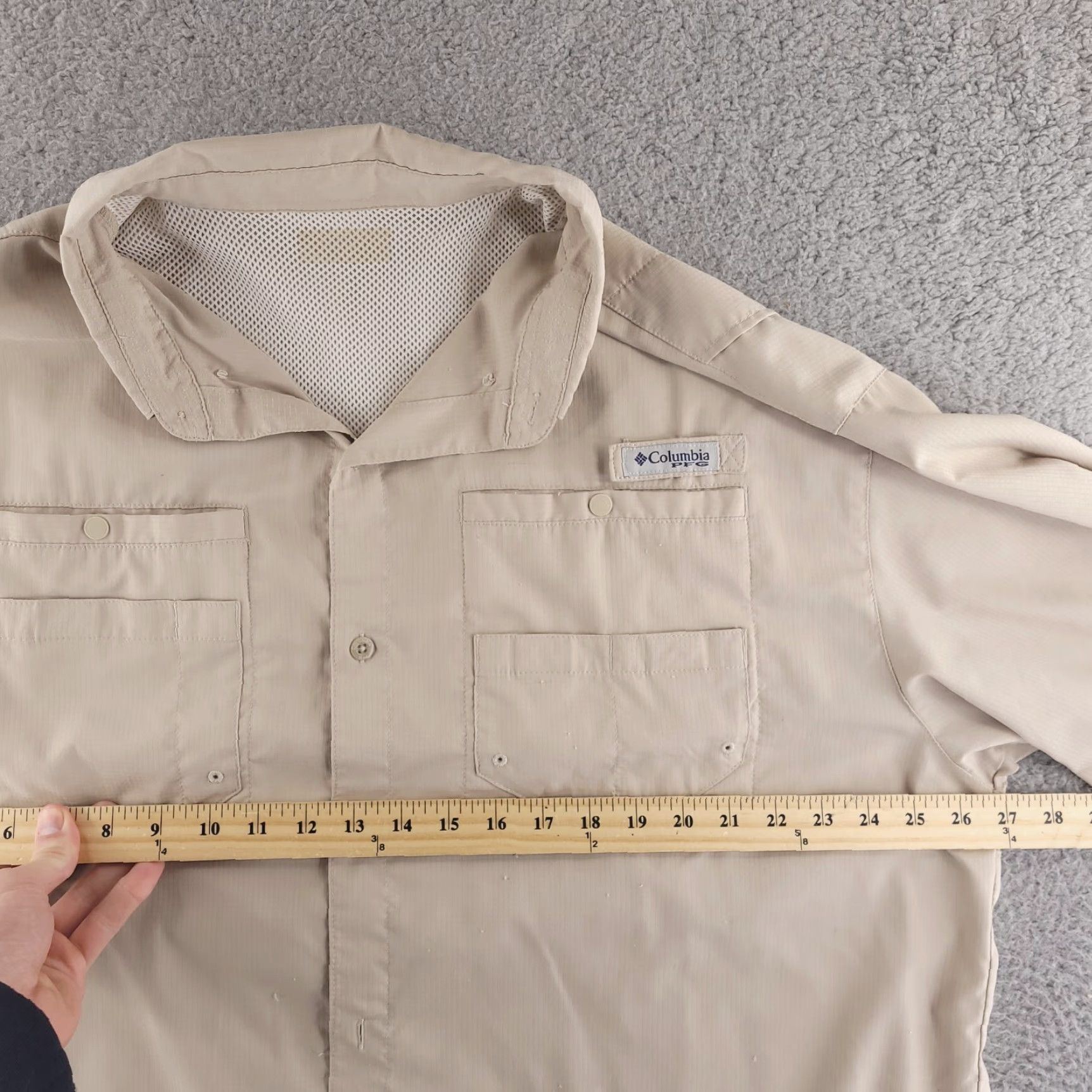 Vintage Columbia Shirt Mens 2XL PFG Tan Short Sleeve Button-Up Folded Collar Fishing Vented Caped Size US XXL / EU 58 / 5 - 6 Thumbnail