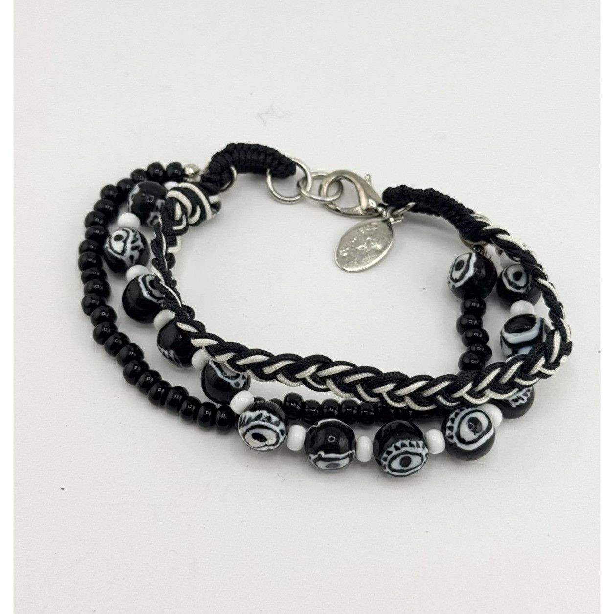 Vintage Vintage black glass evil eye beaded three strand braided bra Size ONE SIZE - 2 Thumbnail