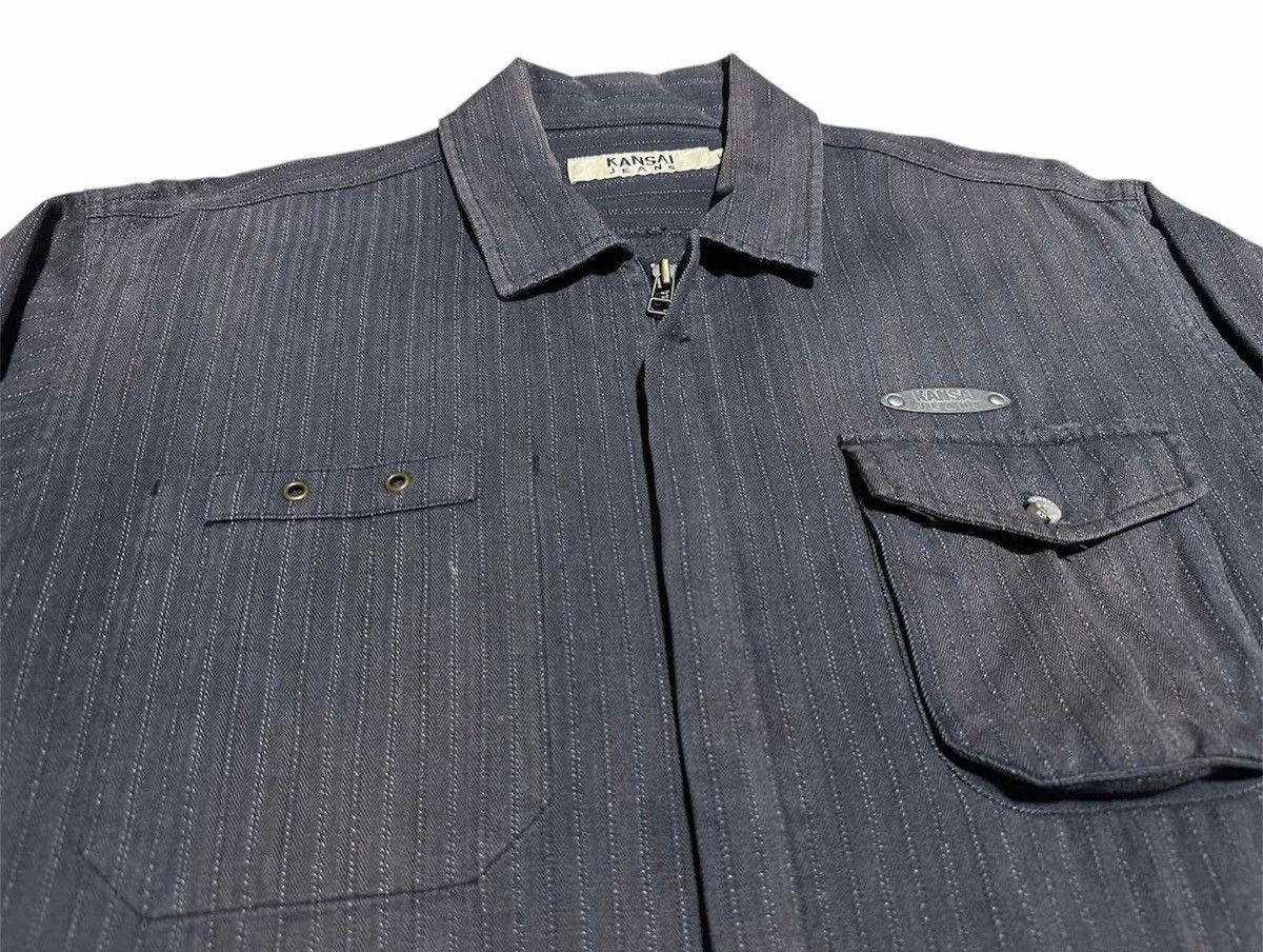 Japanese Brand 🔥Rare Design Vintage Kansai Jeans Striped Zip Shirt Jacket Size US L / EU 52-54 / 3 - 3 Thumbnail