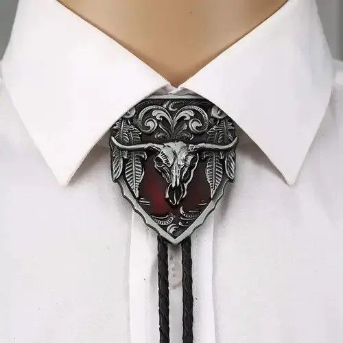 Cowboy Equipment × Vintage Amrican Red long horn bull head Bolo tie Size ONE SIZE - 1 Thumbnail