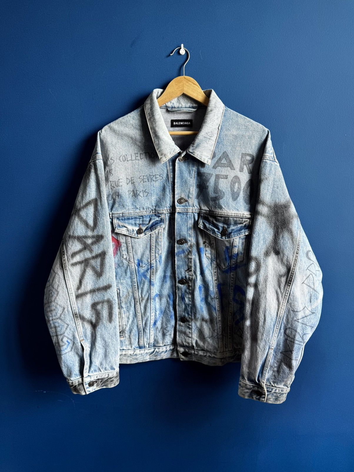 Balenciaga Balenciaga Denim Jacket 2018 Graffiti Size US XL / EU 56 / 4 - 1 Thumbnail
