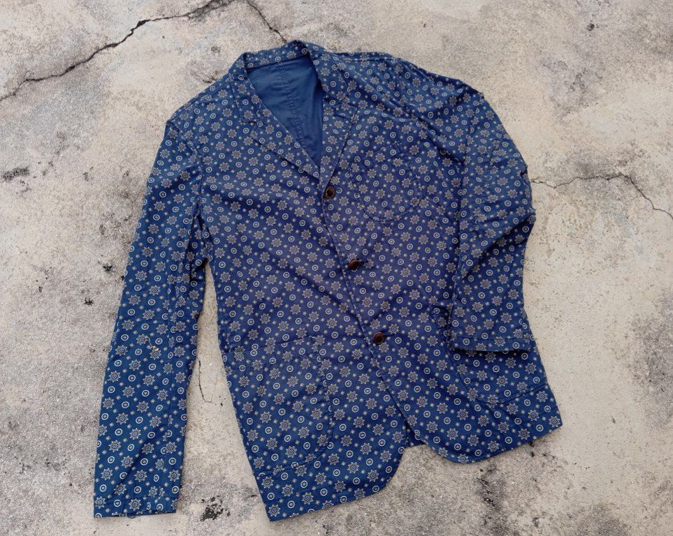 Beams Japan BEAMS Navy Total Pattern Cotton Jacket Blazer Coat 🎌 Size US M / EU 48-50 / 2 - 4 Thumbnail