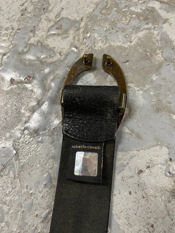 Just Cavalli 2000s Cavalli Black Cracked Leather Belt Size ONE SIZE - 6 Thumbnail