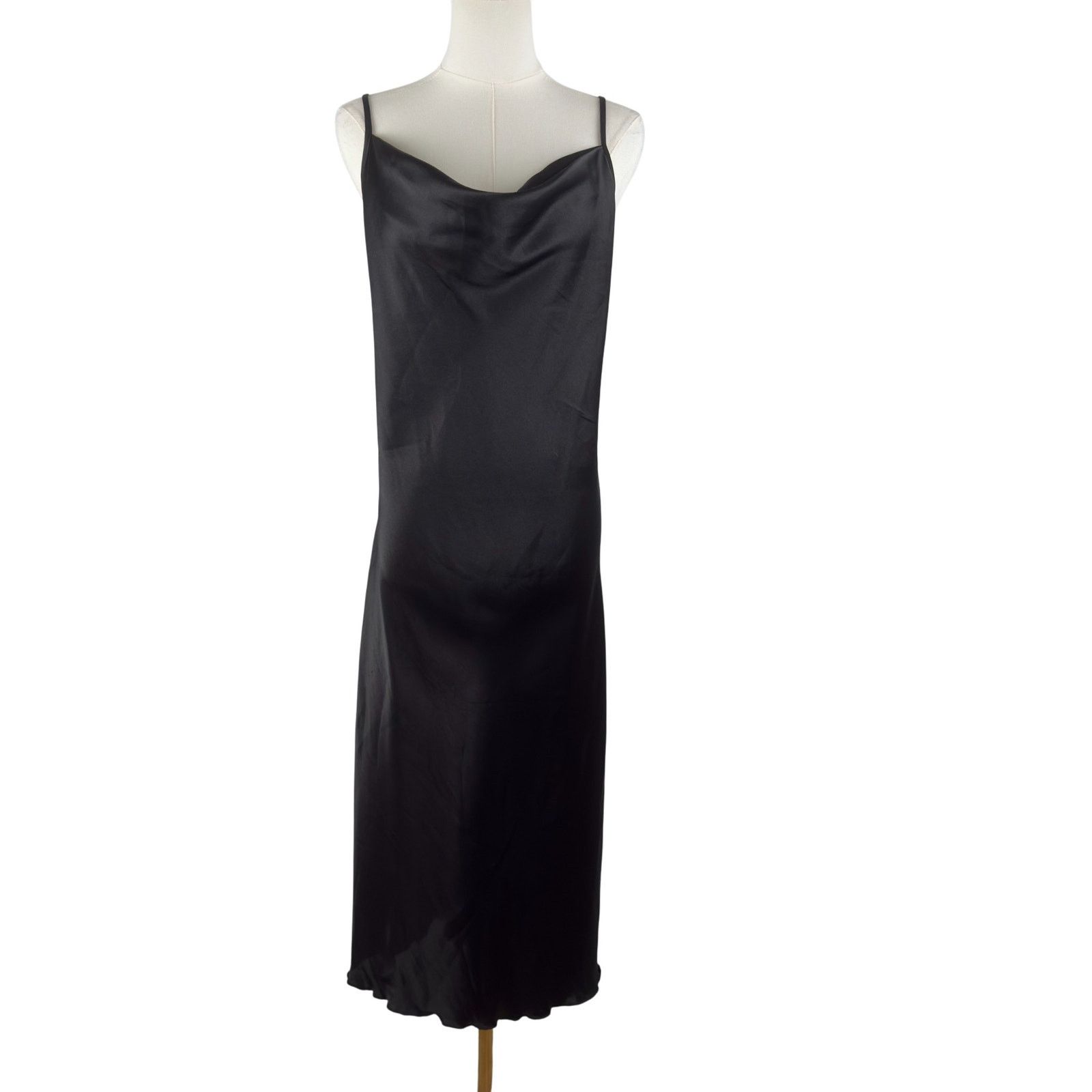 Bebe Bebe Satin Cowl Neck Slip Midi Dress Adjustable Holiday LBD Size XL / US 12-14 / IT 48-50 - 2 Thumbnail