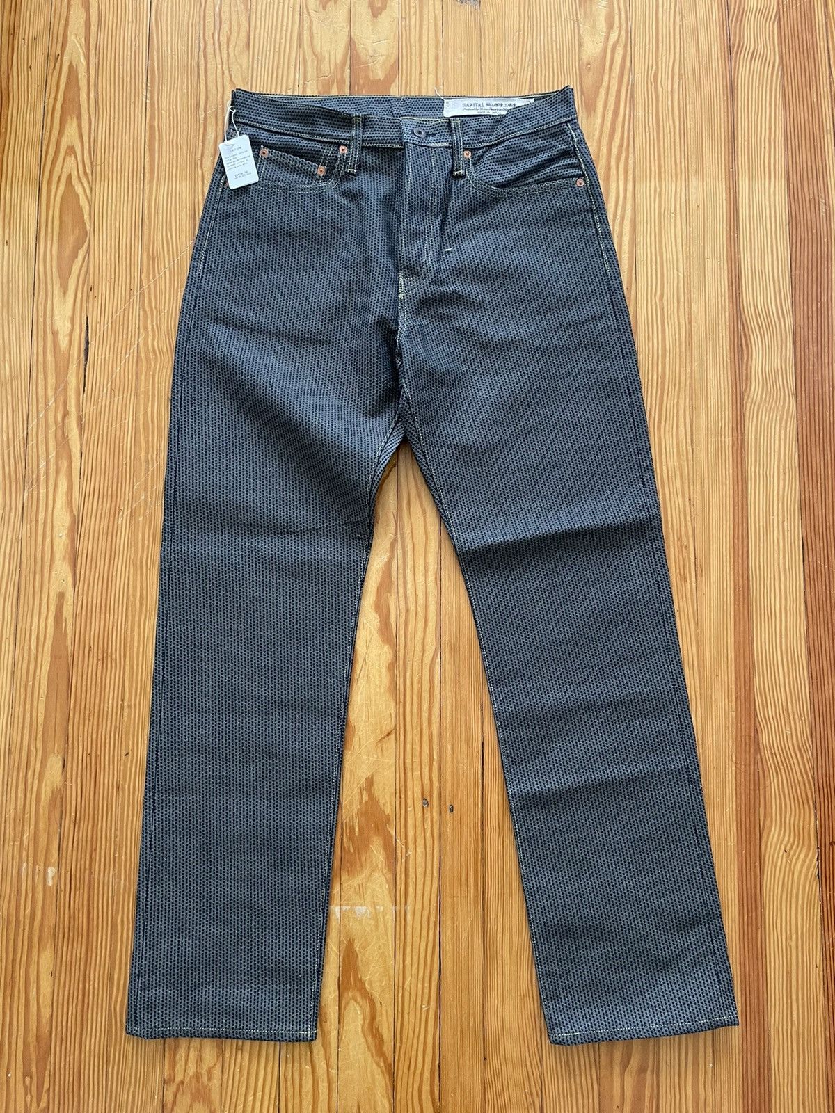 image of Kapital Century Denim Pants Boro Sashiko Crash Gray in Grey, Men's (Size 34)
