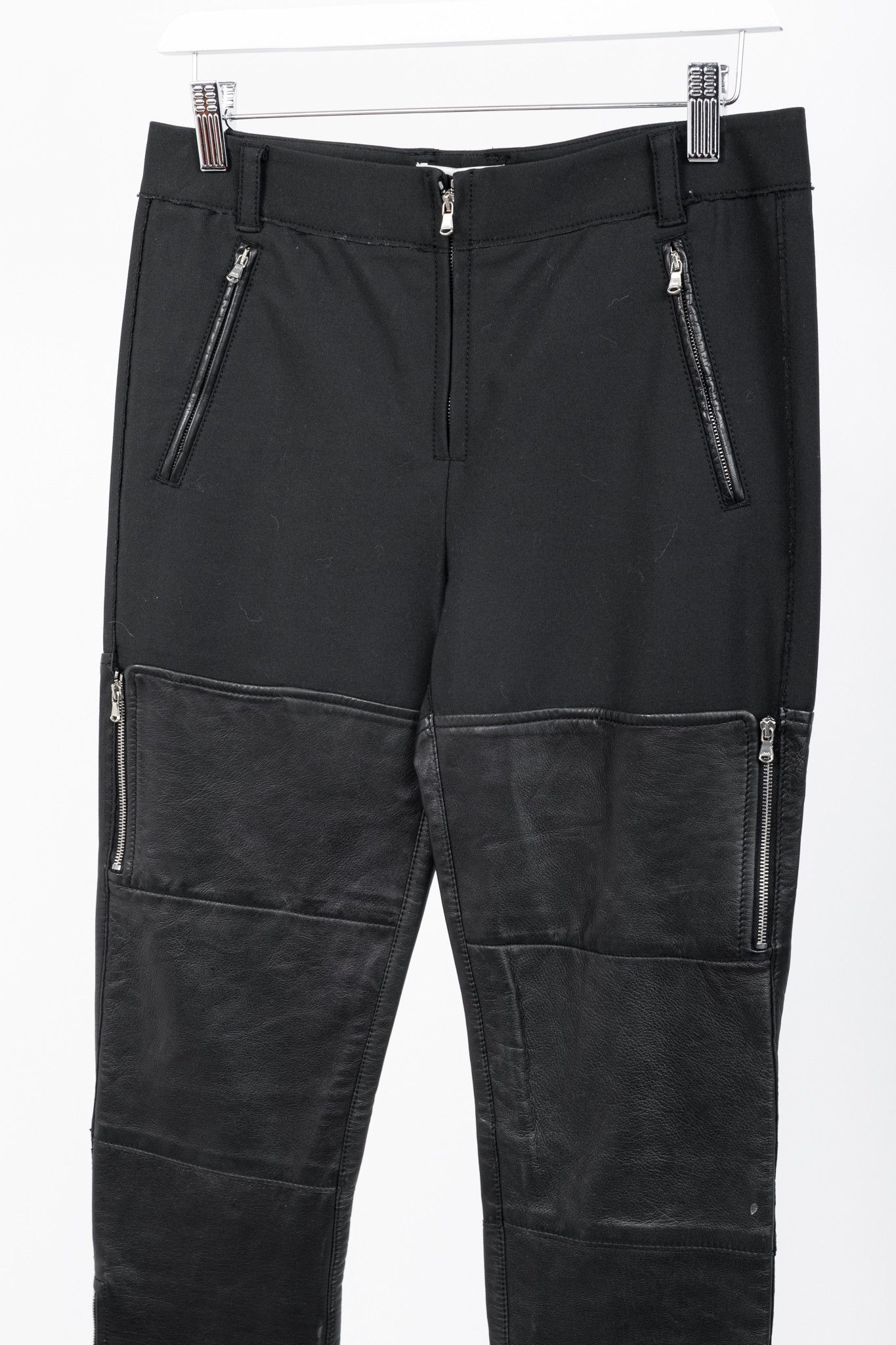 3.1 Phillip Lim 3.1 Phillip Lim PF13 Black Cotton Leather-Trim Skinny Pants Size 26" / US 2 / IT 38 - 3 Thumbnail