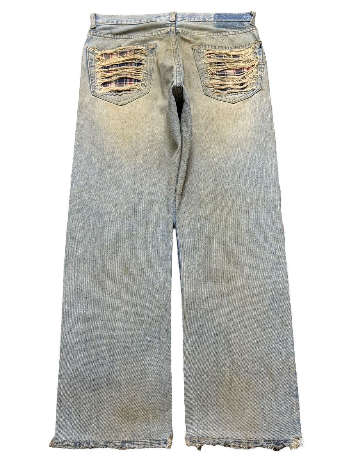 If Six Was Nine Vintage 90s Japanese Mud Wash Ripped Destroyed Straight Leg Size US 31 - 2 Thumbnail