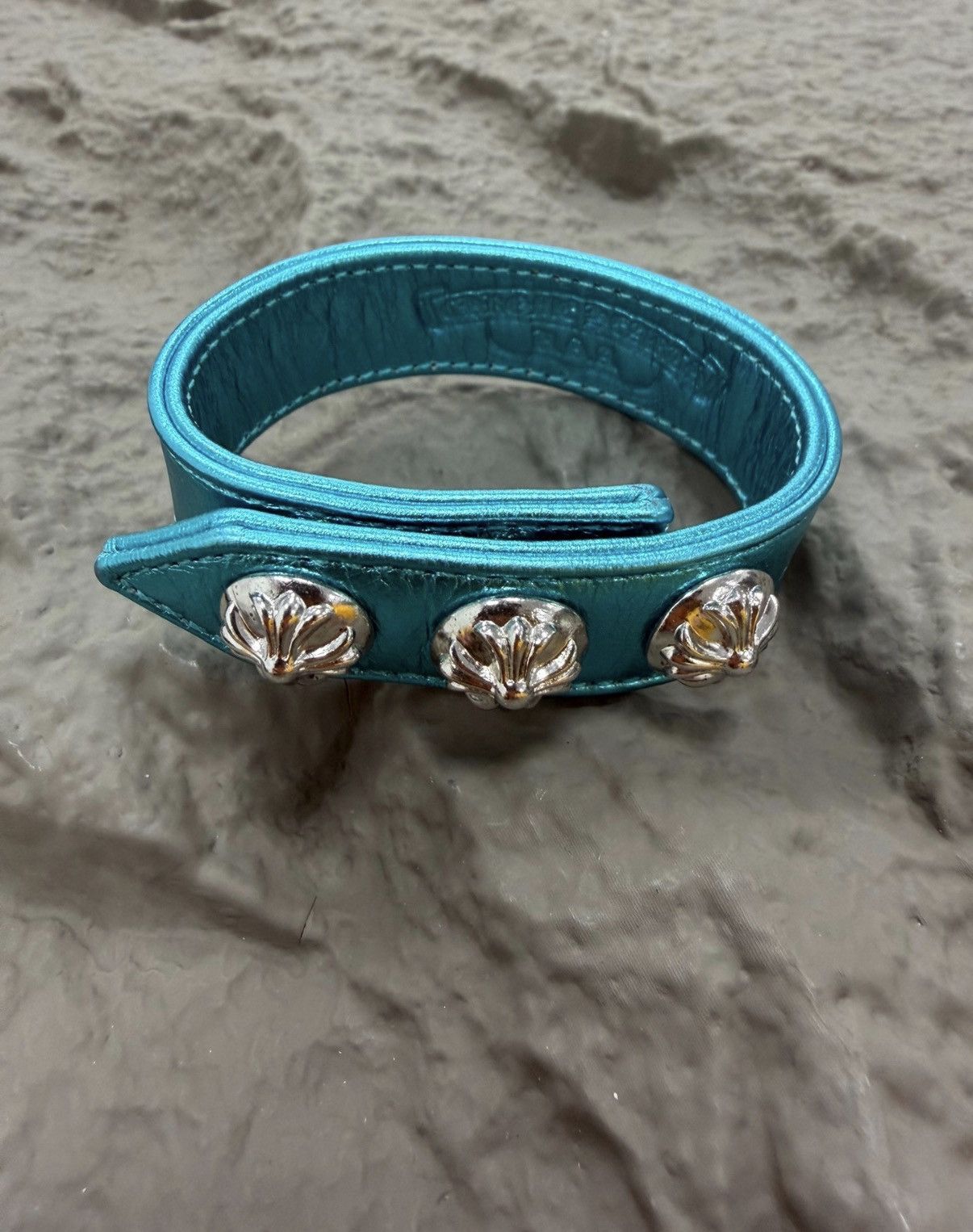 Chrome Hearts Chrome Hearts Plated Electric Blue Leather Bracelet CH233 Size ONE SIZE - 2 Thumbnail