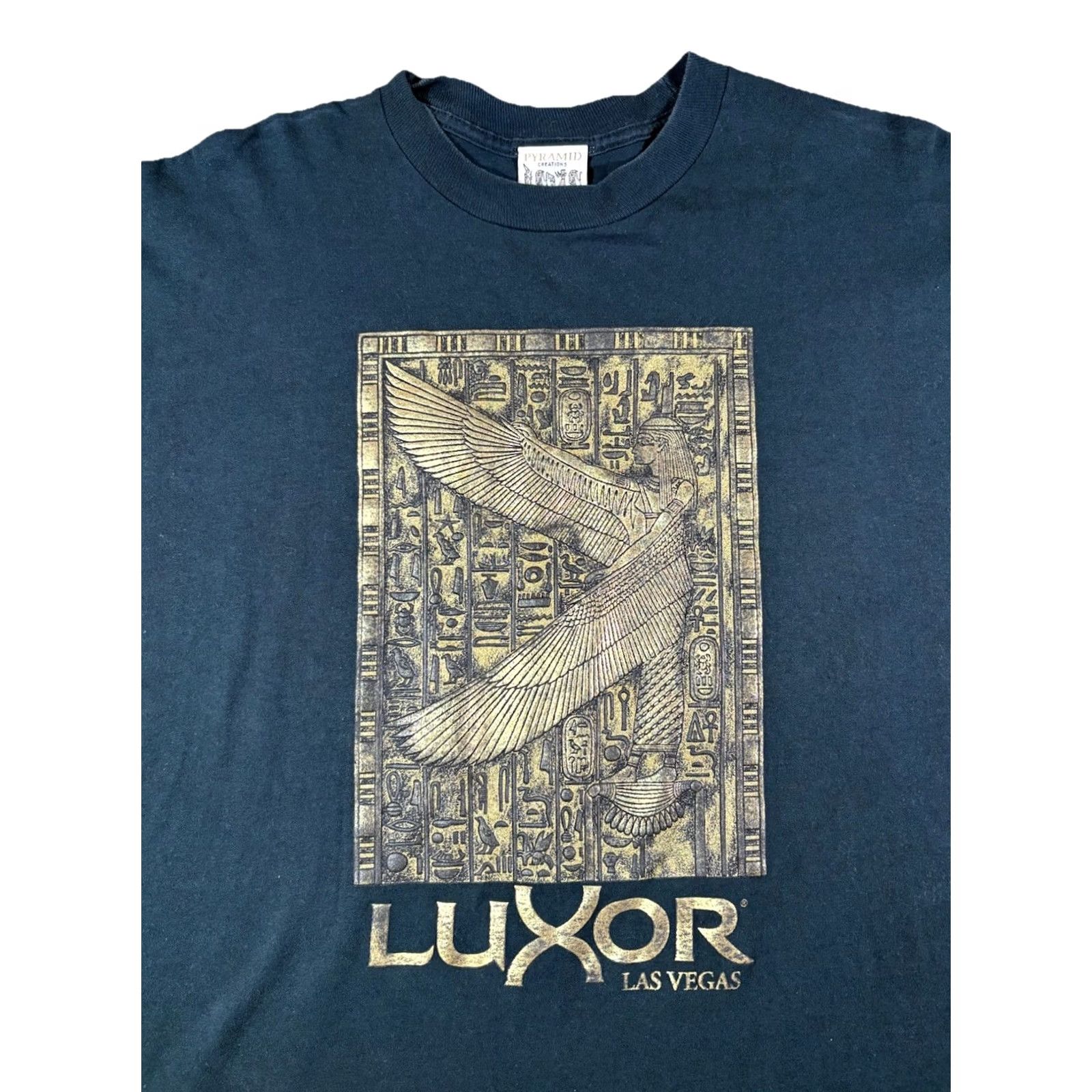 Vintage VINTAGE Pyramid Creations Las Vegas Mens Black T-Shirt XL 100% Cotton Crew Neck Short Sleeve Graphic Print USA 90s Art Hipster Mens Size US XL / EU 56 / 4 - 2 Thumbnail
