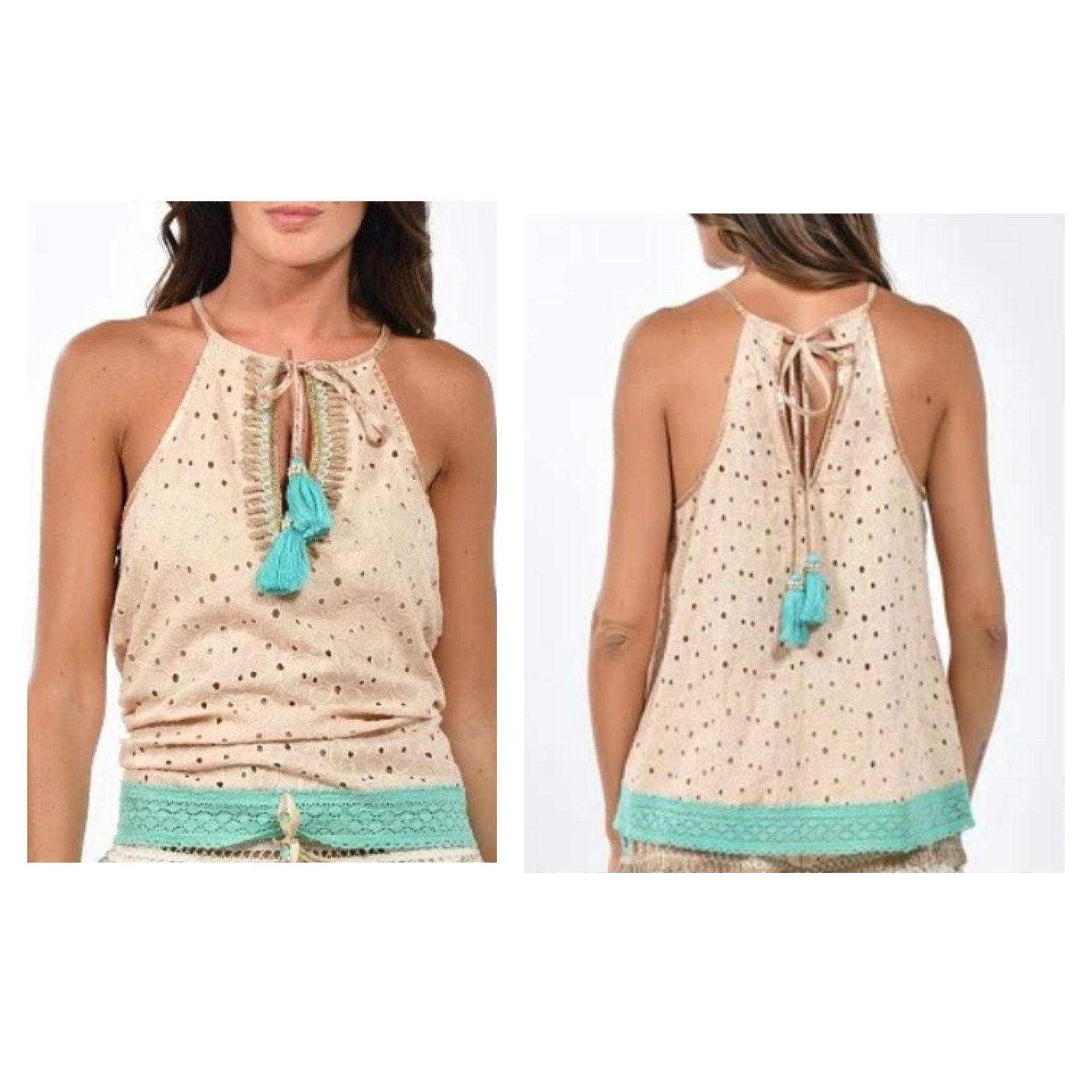 Other Gypsy Queen Paris Collection Eyelet Halter NWT Top Size M/L Size M / US 6-8 / IT 42-44 - 1 Thumbnail