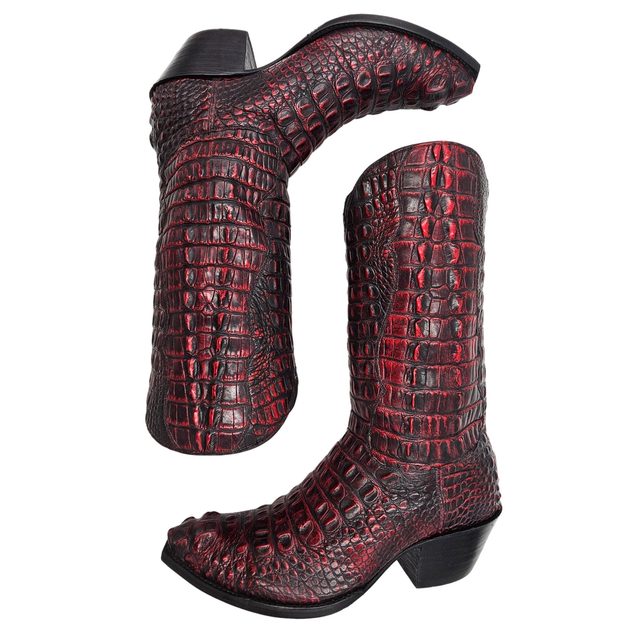 Other Tres Outlaws Black Cherry Hornback Alligator Men 11.5 Cowboy Size US 11.5 / EU 44-45 - 7 Thumbnail