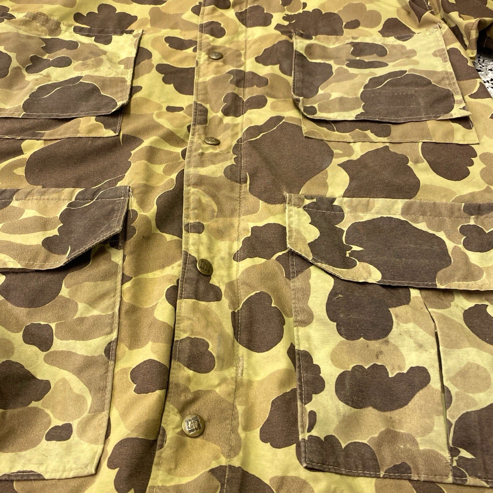 Rains VINTAGE Columbia Jacket Mens L Brown Duck Camo Hunting Gore Tex Rain Coat 80s Size US L / EU 52-54 / 3 - 3 Thumbnail