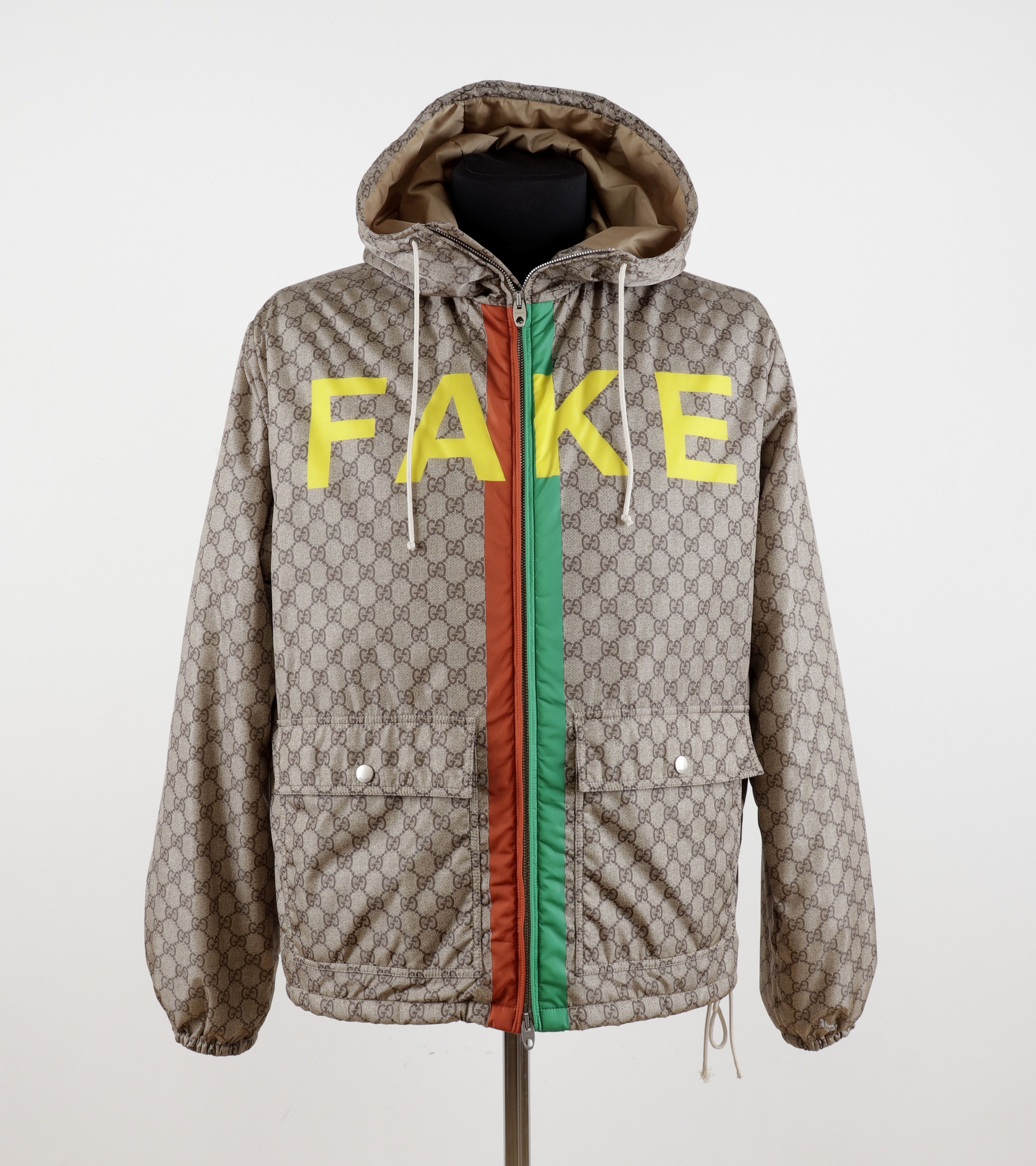 Gucci NWOT Gucci "FAKE NOT" Web Beige GG Monogram Jacket Size US L / EU 52-54 / 3 - 6 Thumbnail