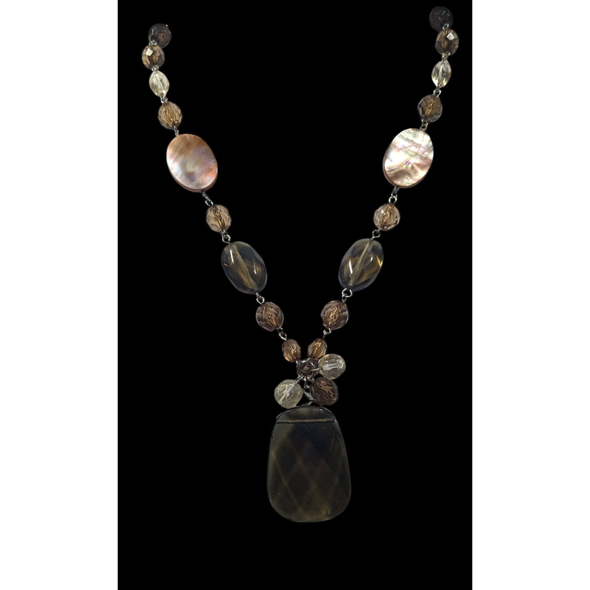 Other Retro Beaded Earth Tone Glass And Shell Necklace Size ONE SIZE - 2 Thumbnail